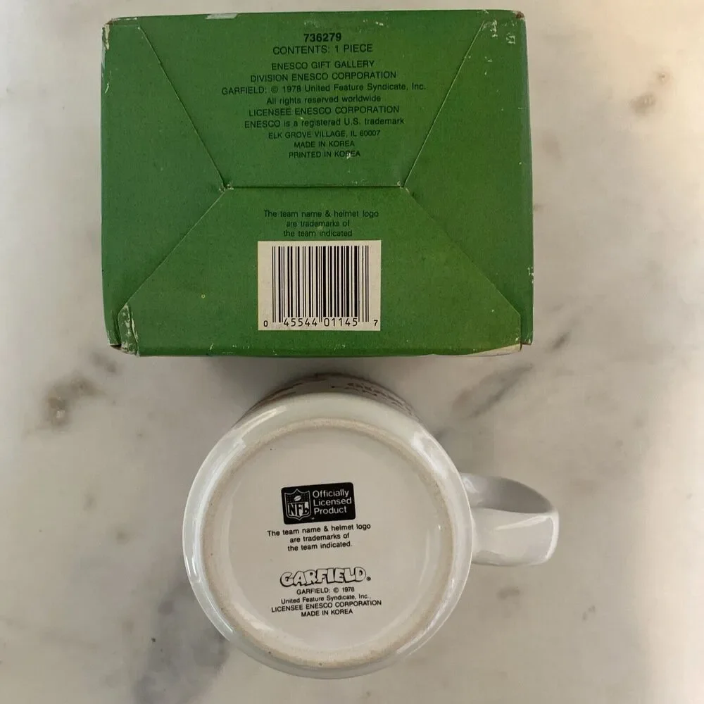 Vintage Enesco Coffee Cup NFL New York Giants X Garfield Otis Mug w/ Box